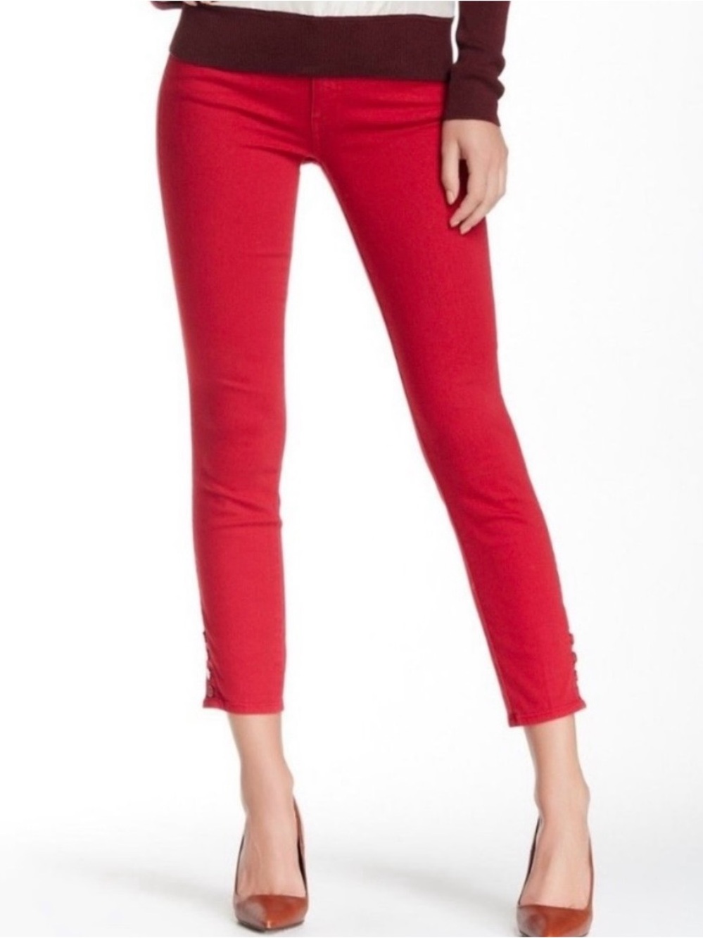 Tory Burch Crimson Cropped Skinny Jeans